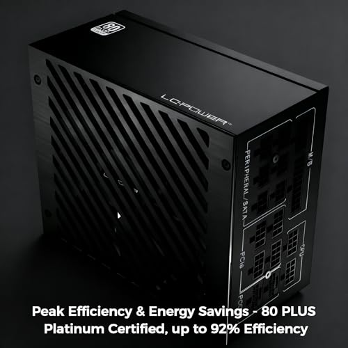 LC-POWER Platinum Pro LC1000P2-V3.1 1000 Watt Alimentatore PC ATX 3.1 con 80 Plus Platinum, 12VHPWR, Ventola da 135mm Silenziosa, 10 Anni di Garanzia - Alimentatore - Immagine 1