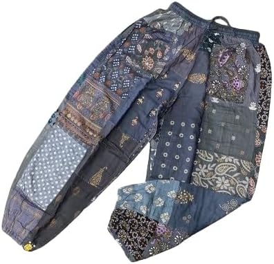 Patchwork Harem Pants, Bohemian Yoga Boho Hippie Pants, Patch Work Elastic High Waist Trouser for Unisex - Image 5