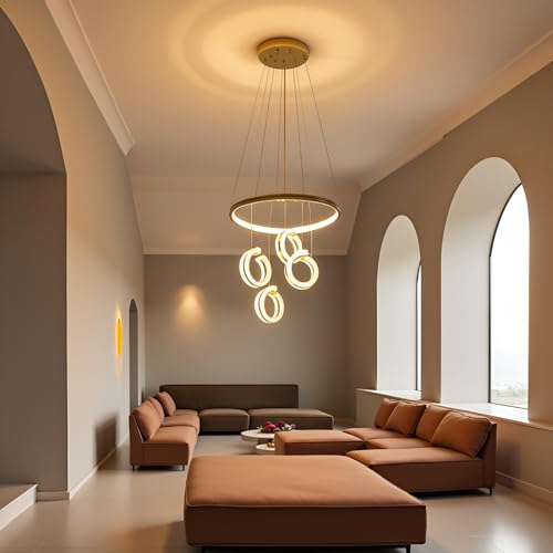 Image of LED Chandelier Lights for Ceiling Living Room, Chandeliers for Living Room Modern, Jhoomer for Hall Ceiling, Hanging Light for Home Decoration (CH53)