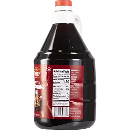 Gefen 100% Pure Toasted Sesame Oil, 2 Liter - 67.6Oz | Rich Aroma & Premium Quality | Bulk Food Service Size | Easy Pour Handle | Full Bodied | Great In Dressings, Sauces, Marinades, Stir-Fry And All Your Asian Inspired Dishes | Certified Kosher #TOP3