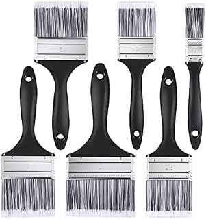 URATOT 6 Pack Paint Brushes for Wood Fence Brushes Set Decking Painting Brushes Timber Block Paintbrushes 3 Inch 1 Inch 2 Inch 2.5 Inch 4 Inch for All Types of Painting Jobs