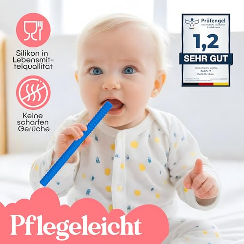 farout Beißring Baby -BPA frei Zahnungshilfe Beißröhrchen für Zahnen - 6 Stück Beißstab/Beißröhrchen Baby Kauspielzeug - Kühlend Beißstange ab 3 Monate - Teething toy/Beißspielzeug.