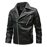 CIDCIJN Herren Lederjacke - Herbst Winter Punk Lederjacke Männer Mode Reißverschlüsse Motorrad Lederjacke Männer Slim Fit Fleece Pu Mantel Männlich, Gelb,6XL