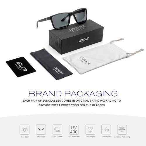 Image of Men's Polarized Sunglasses, Square Rubber Frame Carbon Fiber Temple Fishing Driving Sun Glasses UV Protection RFS8205