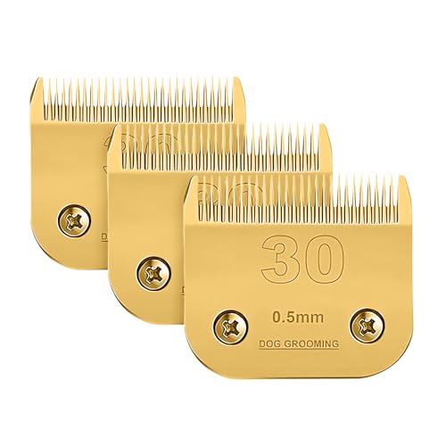 3 Packs #30 Clipper Blade Dog Grooming Compatible with Andis Clippers Detachable Ceramic Sharp Also Compatible with Wahl/Oster Dog Clippers1/50 0.5mm Cut Length (Gold) 3 Packs #30 Clipper Blade Dog Grooming Compatible with Andis Clippers Detachable Ceramic Sharp Also Compatible with Wahl/Oster Dog Clippers1/50 0.5mm Cut Length (Gold)