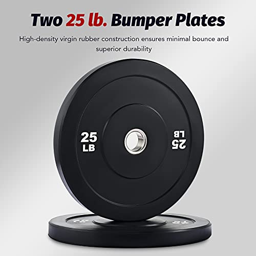 ZELUS Weight Plate Set of 2, Twin 2" Bumper Plates for Strength and Training Fitness, Olympic Weight Set with Rubber Barbell Dumbbell Plates Stainless Steel Inserts for Pro or Home Gyms - Image 4