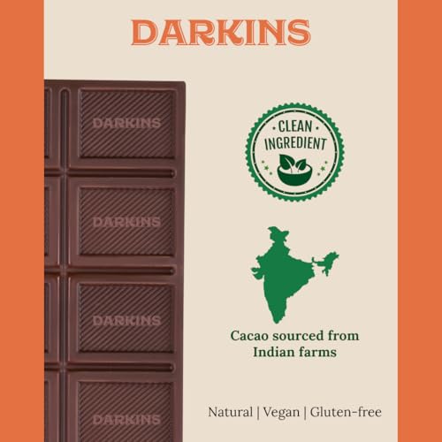 Image of Darkins Dark Chocolate | 63% Dark Chocolate With Orange | Vegan | Natural | Dark Chocolate Bar 2x 50 Gm | Gluten-Free Chocolate | 50 Gm Each Pack of 2