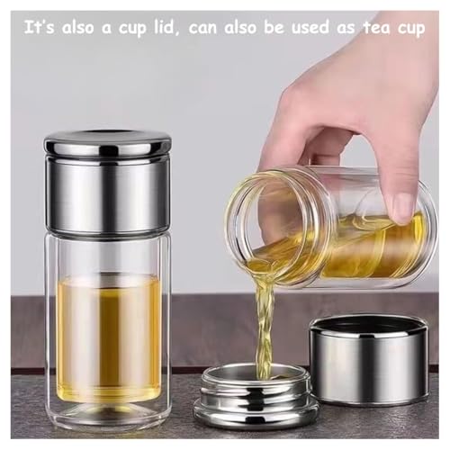 Image of Wosta Leakproof Glass Water Bottle with Stainless Steel Infuser Glass Tea Infuser Bottle with Strainer and Neoprene Sleeve for Loose Leaf Tea, Cold Brew Coffee. (P - PINK, 300ML)