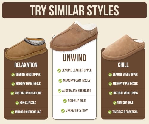 Image of Project Cloud Mens Slippers Genuine Leather Australian Shearling Slippers | Memory Foam Insole Non Slip Fuzzy Shoes Indoor Outdoor Warm Cozy Footwear Everyday Comfort Soft Lining Cushioned Sole Easy On