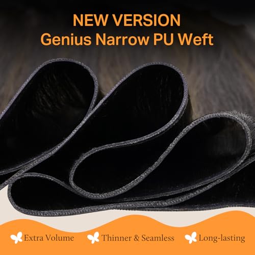 Image of DOORES Genius Seamless Weft Hair Extensions Human Hair, Balayage Dark Brown to Chestnut Brown 18 Inch 100g, Hand Tied Weft Extension Sew in Natural Straight