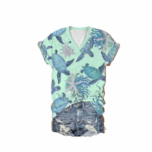 Sea Turtle Shirts for Women Hawaiian Turtle Tshirt Tie Dye Women Vintage Funny Tee