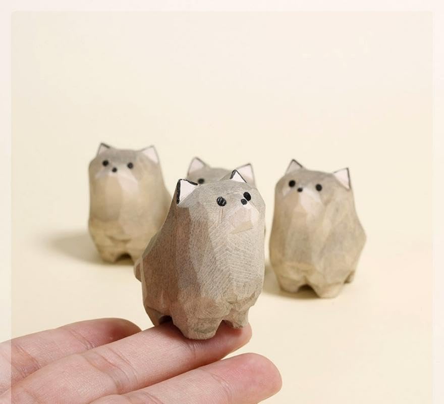 Figurita de Lobo de Madera Tallada a Mano 1.6 in Mini miniatura 4