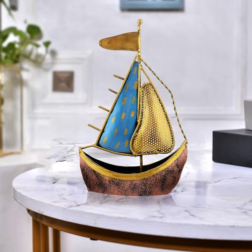 Image of CraftVatika Metal Turkish Ship Boat Naav Showpiece Figurine for Home Decor Living Room Tabletop Desktop Side Corner, Home Decorative Items (12 Inches Height) (Type 1)