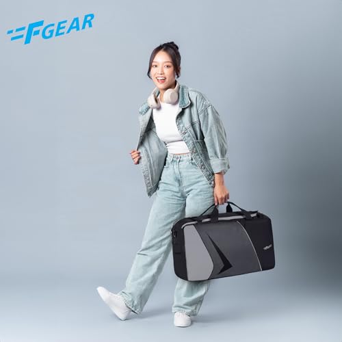 Image of F Gear Marco Gry Black 40L Duffle Bag |Huge Main Compartment|2 Easy Access Pockets|Travel Duffle |Lightweight |Tourist Bag|Foldable & Detachable Shoulder Strap |Water Resistant for Women & Men Adults