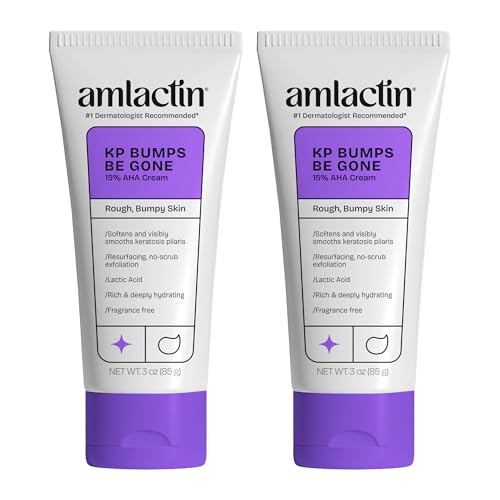 AmLactin KP Bumps Be Gone - Therapeutic Body Cream for Keratosis Pilaris - No-Scrub Exfoliator and Body Moisturizer for Dry Skin with 15% Lactic Acid AHA, 3 oz, Pack of 2 (Packaging May Vary)