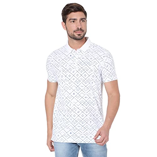Image of Spykar Mens Cotton White Printed T-Shirt
