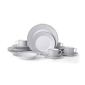 Mikasa Percy 20-Piece Porcelain Dinnerware Set, Service for 4, Grey