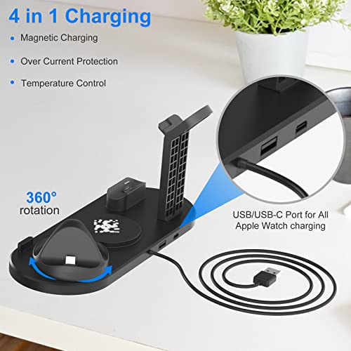 Wireless Charger 4 In 1 Magnetic Charging Station For All Apple Watch Series,Airpods 3/2/1 Airpods Pro 2/1 Charging Dock For Iphone 14/14 Plus/13/12/11 Pro/Pro Max/X/Xs Max #TOP3