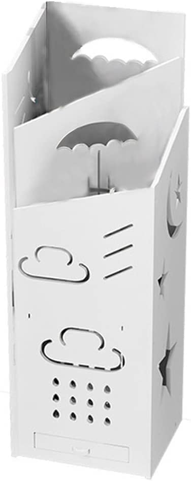 Soporte para paraguas, soporte para paraguas de interior con bandeja de goteo extraíble, para bastones de caminar, entrada, oficina, cuadrado, doble capa, color blanco