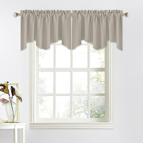 NICETOWN 2 Panels Natural Kitchen Blackout Valances for Windows