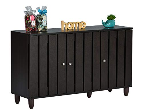 Image of DeckUp Minang 3-Door Engineered Wood Shoe Rack (Dark Wenge, Matte Finish)