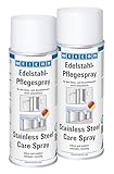 WEICON Edelstahlpflege-Spray 400 ml | Effektiver Edelstahlreiniger von metallischen Oberflächen | antistatisch & matt 2er Set