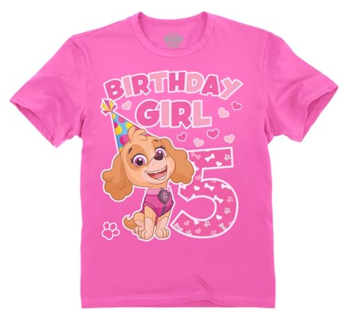 Tstars Skye 5 Paw Patrol Pup 5th Birthday Gifts for Five Years Old Girls Theme Party Toddler Kids Toddler Kids T-Shirt 4T Pink