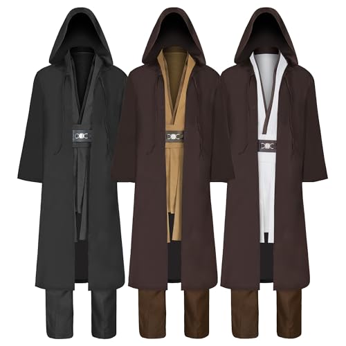 Knight Costume Adult Men's Tunic Hooded Robe Outfits Halloween Cosplay Uniform Brown X-Small