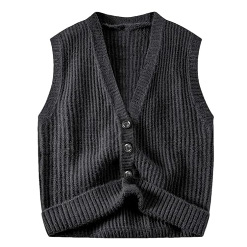 Men's V-Neck Knit Sweater Winter Warm Casual Cardigan Soft Slouchy Comfortable Vest Pullover for Men