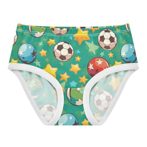 Wusikd Soccer Balls Girls' Underwear Cotton Colorful Stars Girls Briefs Soft Toddler Underwear 2T