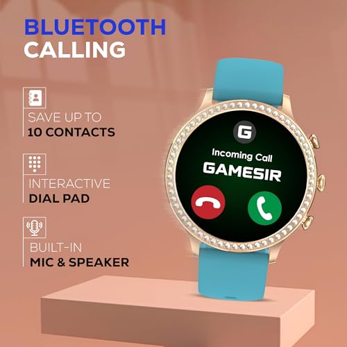 Image of GameSir GenDiva Smartwatch for Women with Bluetooth Calling, 1.69 inch AMOLED Display, 100+ Sports Modes, Health & Sleep Monitor, Voice Assistant, IP68 Waterproof, Long Battery Life,(SkyBlue)