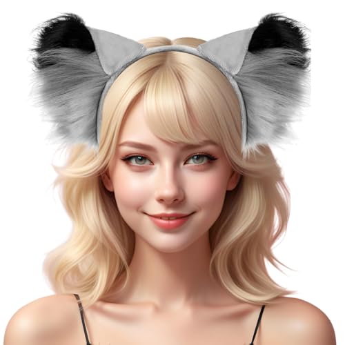 Serre-tête oreilles d'animaux pelucheux idée cadeau pour fête de Noël