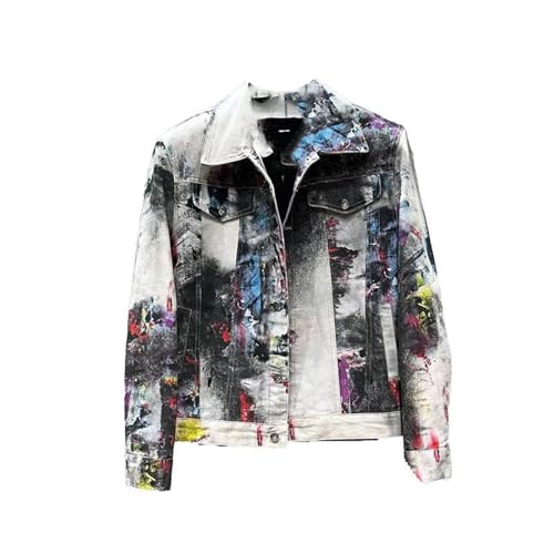 Veste denim vintage homme au style graffiti coloré pour le streetwear