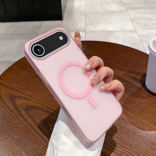 Coque iPhone 16 magnétique rose et ultra-fine anti-choc