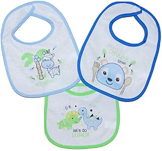 Nursery Time Baby Boy Bibs 3 Pack Feeding Blue (Blue)