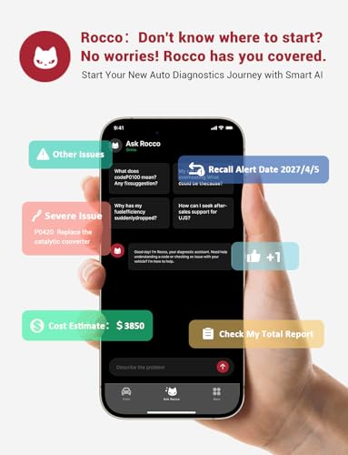 UJS Rocco Pro OBD2 Scanner Bluetooth, ABS/SRS/Transmission, No Subscription | Car Diagnostic Tool for iPhone Android, Full System Diagnose, AI Repair Guide, Used Car Inspect, Code Reader, Vehicles 1996+ - image 3