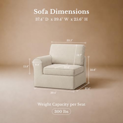 Image of Maywish Sectional Boneless Couch for Living Room, Left Arm Module, Beige