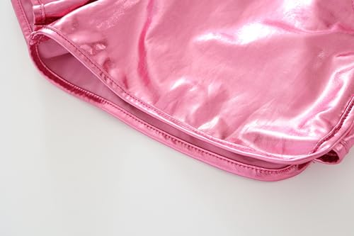 Image of Girls Metallic Shorts Sparkly Hot Festaval Outfit with Hear-Shaped Same Color Sunglasses