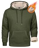 MAGCOMSEN Mens Blank Hoodie Sweatshirts Fleece Sweatshirts for Men Sherpa Hoodies Men Pullover Sweatshirts Fleece Lined Fashion Hoodies Army Green