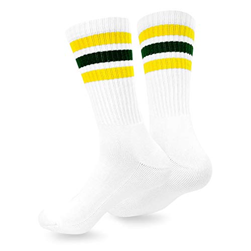 TeeHee Men's Sports Stripes Cotton Half Cushion Crew Socks 3-pair Pack3