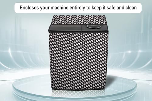 Image of Stylista Waterproof and Dustproof Polyester Washing Machine Cover Compatible for Godrej 7 Kg Semi-Automatic Top Loading WS EDGE CLS 70 5.0 PN2 GPGR, Check Grey
