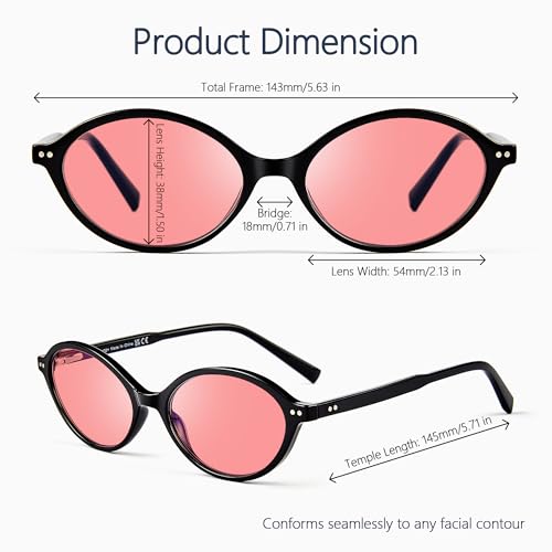 Image of Fluorescent-41 Pink Tinted Blue Light Blocking Glasses for Migraine, Light Sensitivity, Photophobia JF5002