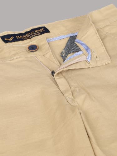 Image of Majestic Man Premium Cotton Slub Slim Fit Comfortable Solid Stylish Trousers