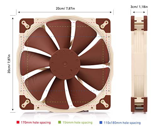 Image of Noctua NF-A20 5V, Premium Quiet Fan with USB Power Adaptor Cable, 3-Pin, 5V Version (200x30mm, Brown)