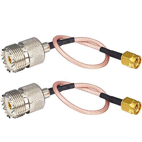 Black Friday - 50% OFF onelinkmore Handheld Radio Antenna Cable UHF Female to SMA Male SO239 Connector RG316 thin Coaxial Cable Low Loss Cable Extension 6 inch UHF Cable for Kenwood CB Radio Handheld Walkie Talkie Pack of 2