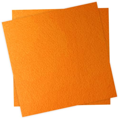 YHOLSDAS 12 x 12 Felt Fabric Sheets for Crafts 1mm Thick Squares Felt Paper for Sewing Craft Non-Woven Felt Fabric for Sewing Patchwork Material 2pcs (Orange)