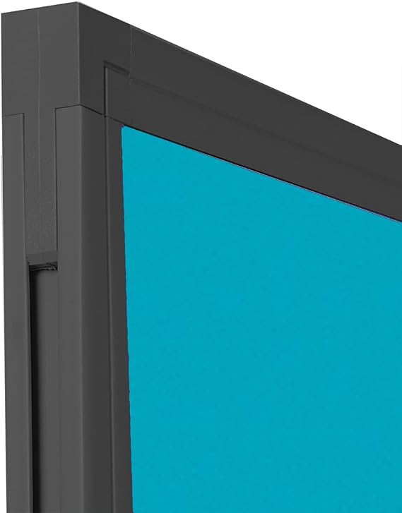 Exhibition Display Panel Kit with a Clip on Header | Double-Sided Cyan/Royal Blue with Black PVC Frame | (Portrait) - Ideal for Table or Desk top displays | Great for Healthcare & Education