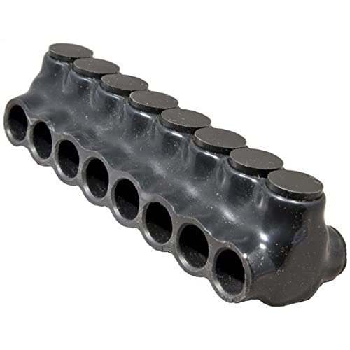 Morris Products 97638 Black Insulated Multi-Cable Connector - Dual Entry 8 Ports 2/0-6 Wire Range, 2-Pack