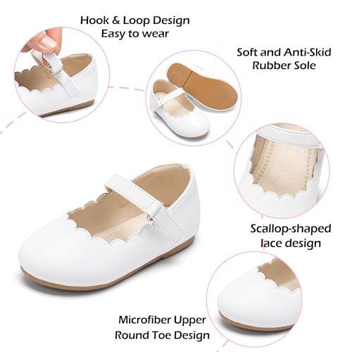 Image of PHIRAMIN Toddler Flower Girl Glitter Dress Shoes Little Girl Ballet Flats Bow Wedding Party