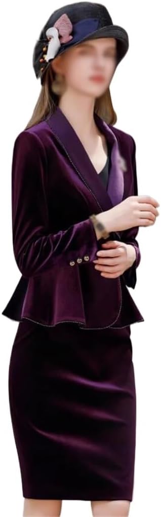 Dark Winter Velvet Suit Jacket Women's Top with Waist Closed Professional Suit